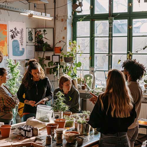 Vereinsmittglieder diskutieren zusammen